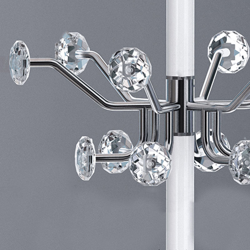 Contemporary Coat Rack Free Standing Coat Hook Metal Hall Stand with Round Base