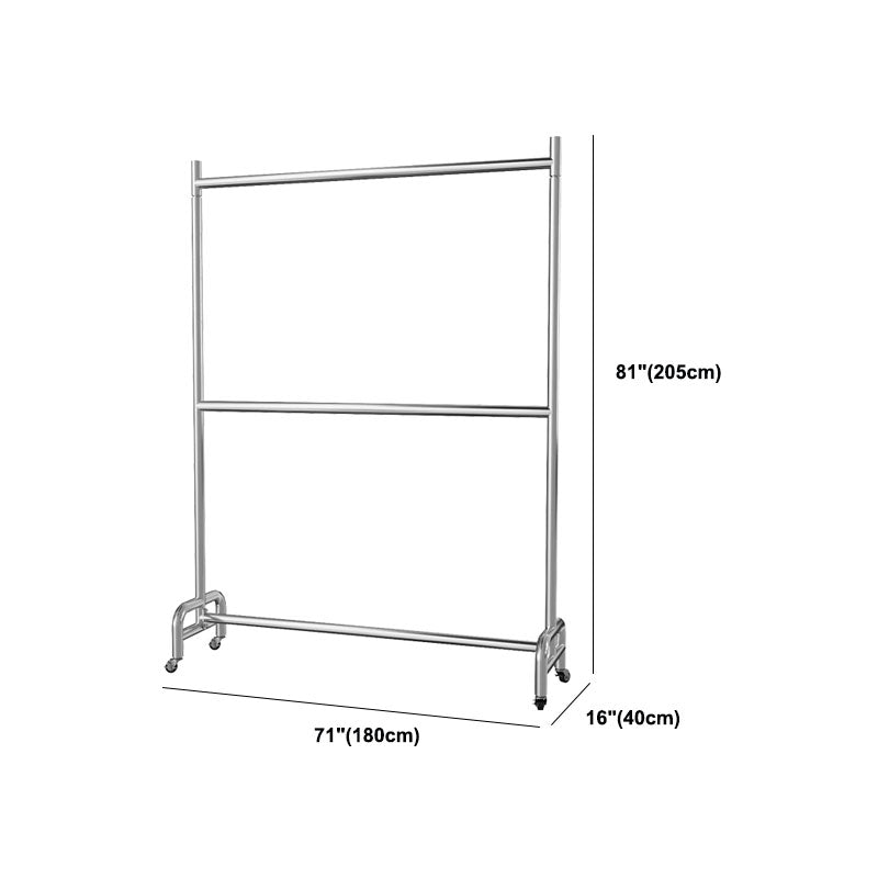 Industrial Coat Rack Free Standing with Rod Metal Hall Stand with Wheels