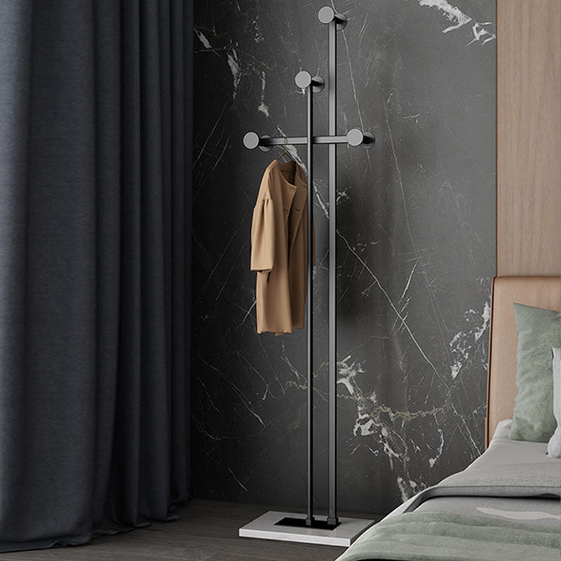 Glam Coat Rack Free Standing Coat Hook Metal Hall Stand with Square Slate Base