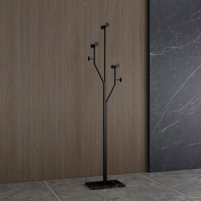 Glam Coat Rack Free Standing Coat Hook Metal Hall Stand with Square Slate Base