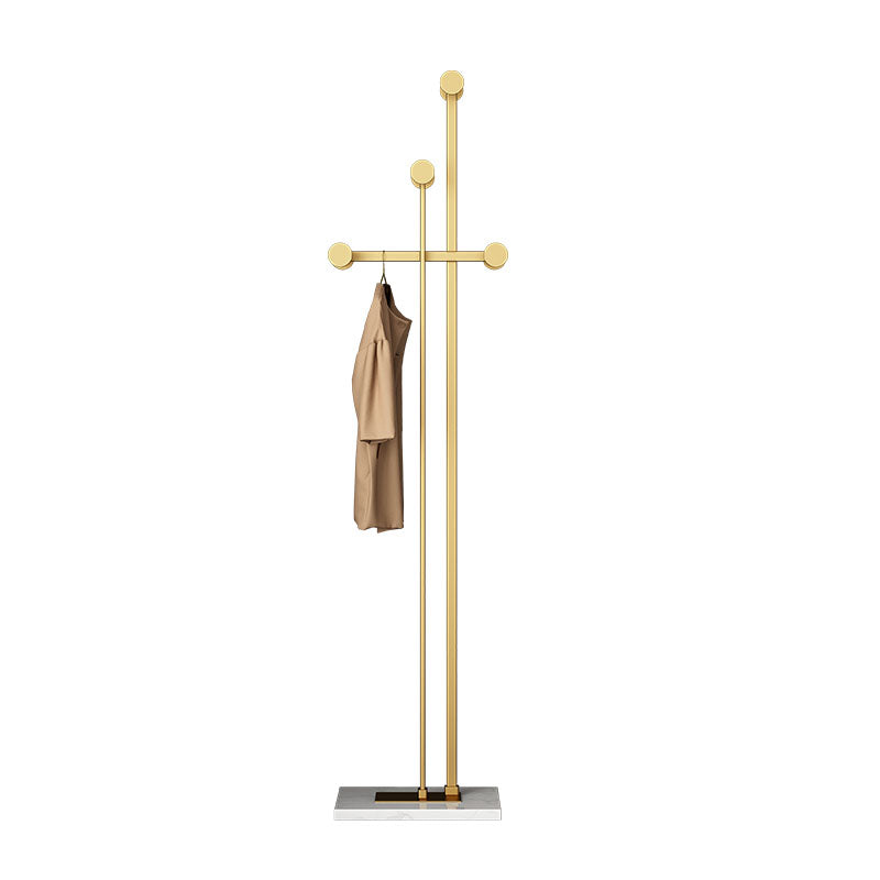 Glam Coat Rack Free Standing Coat Hook Metal Hall Stand with Square Slate Base