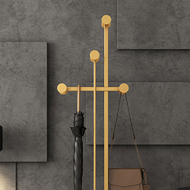 Glam Coat Rack Free Standing Coat Hook Metal Hall Stand with Square Slate Base