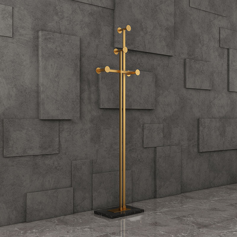 Glam Coat Rack Free Standing Coat Hook Metal Hall Stand with Square Slate Base