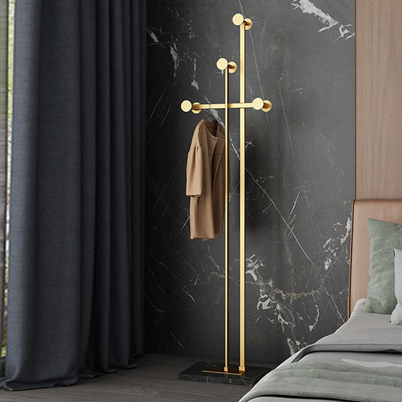 Glam Coat Rack Free Standing Coat Hook Metal Hall Stand with Square Slate Base