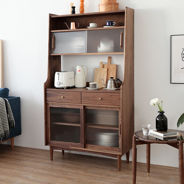 Glam Style Cupboard Pine 2 Drawer 4 Doors Kitchen Sideboard for Dining Room