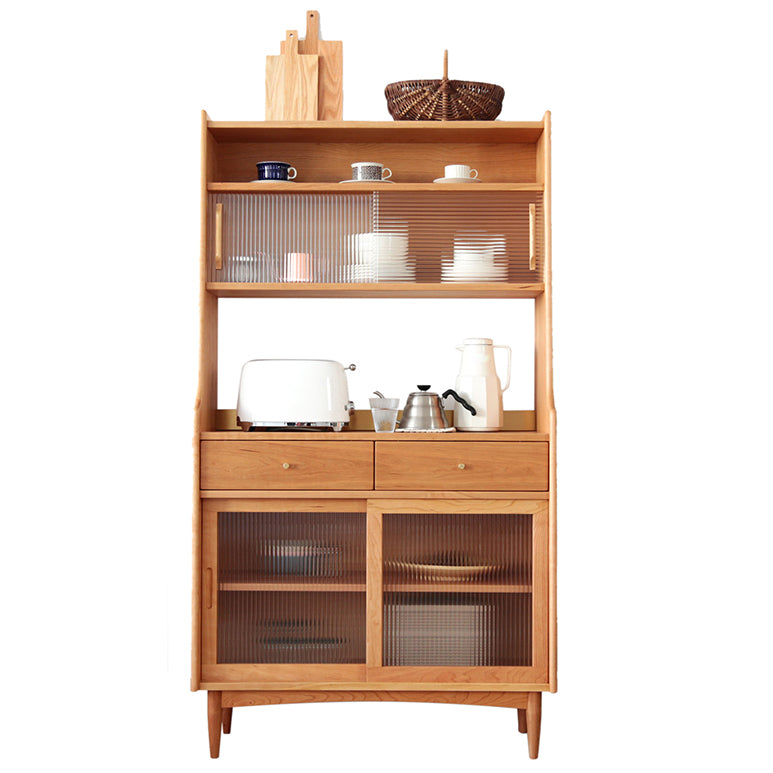 Glam Style Cupboard Pine 2 Drawer 4 Doors Kitchen Sideboard for Dining Room