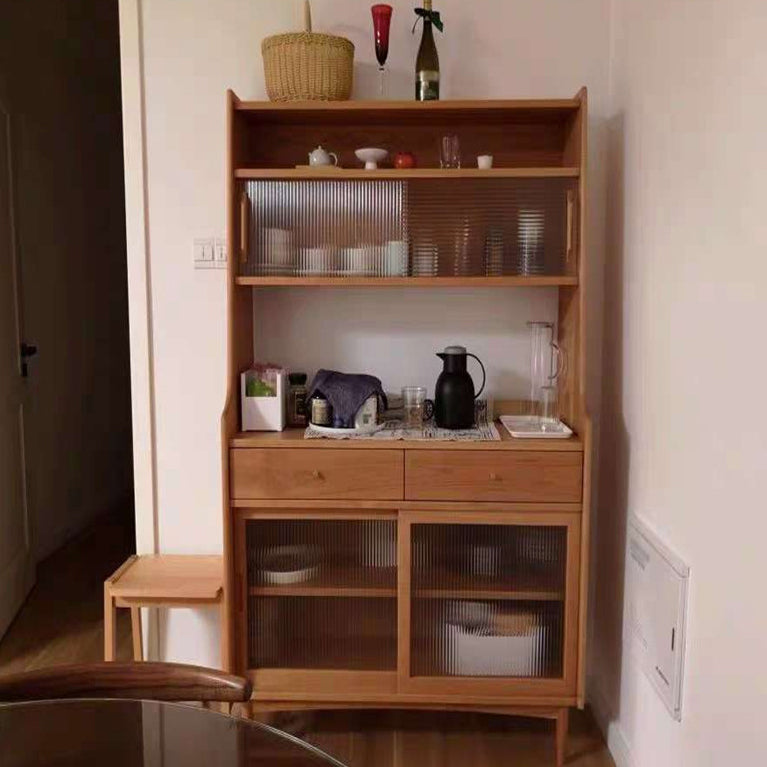 Glam Style Cupboard Pine 2 Drawer 4 Doors Kitchen Sideboard for Dining Room