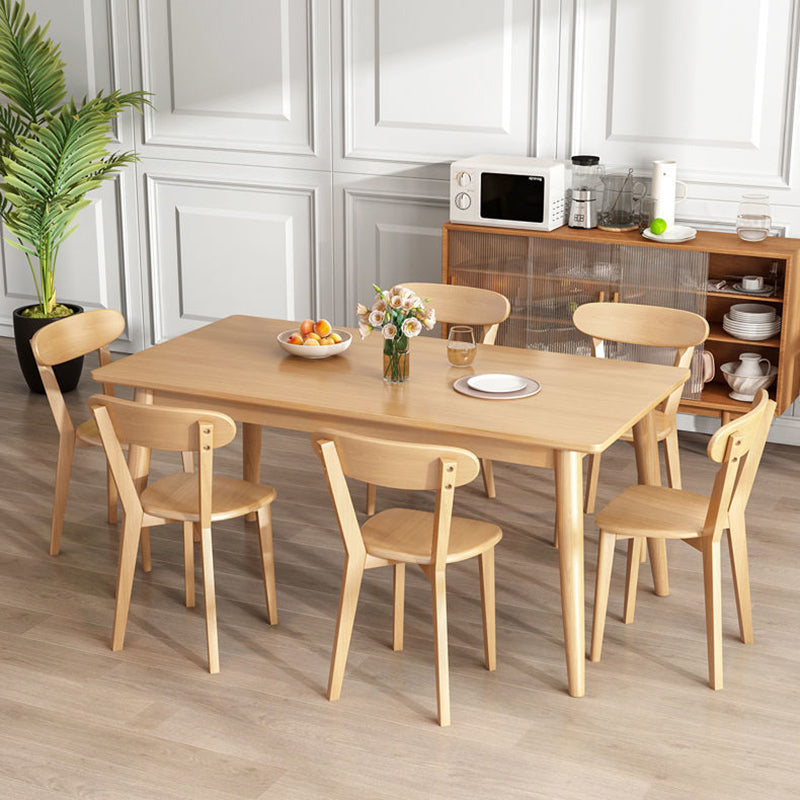Rectangle Dining Site Table Rubberwood Solid Wood Furniture with 4 Legs