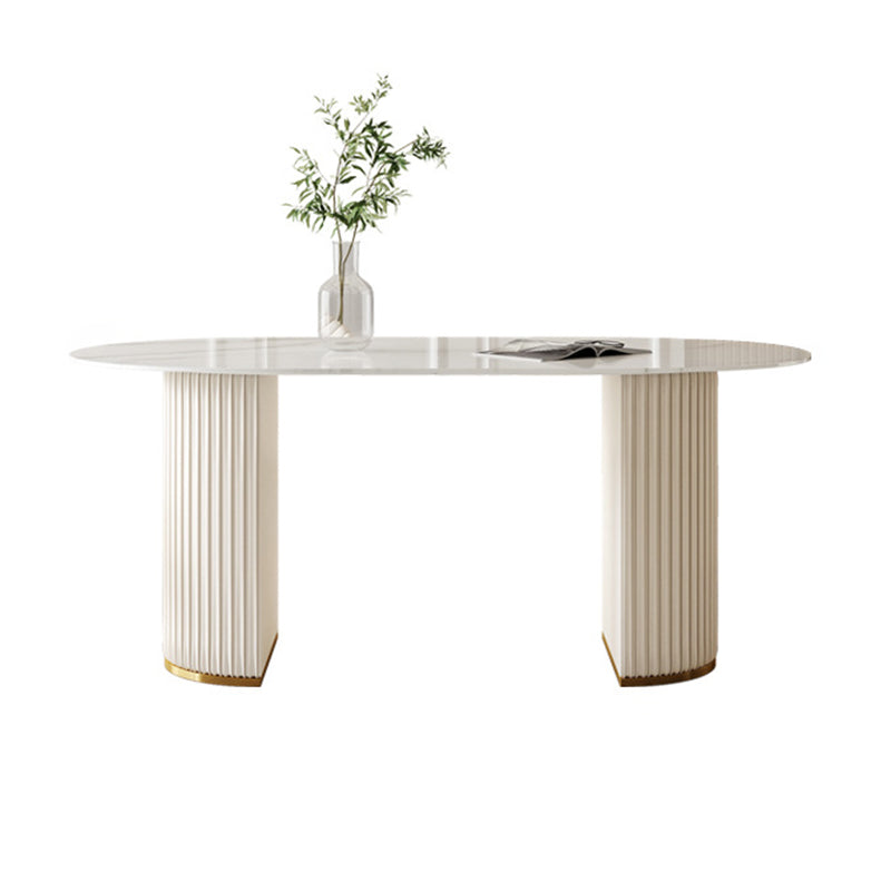 Traditional Luxury Dining Table White Stone Oval Dining Table for Kitchen