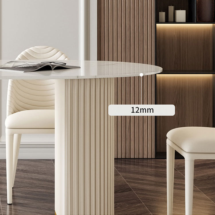 Traditional Luxury Dining Table White Stone Oval Dining Table for Kitchen