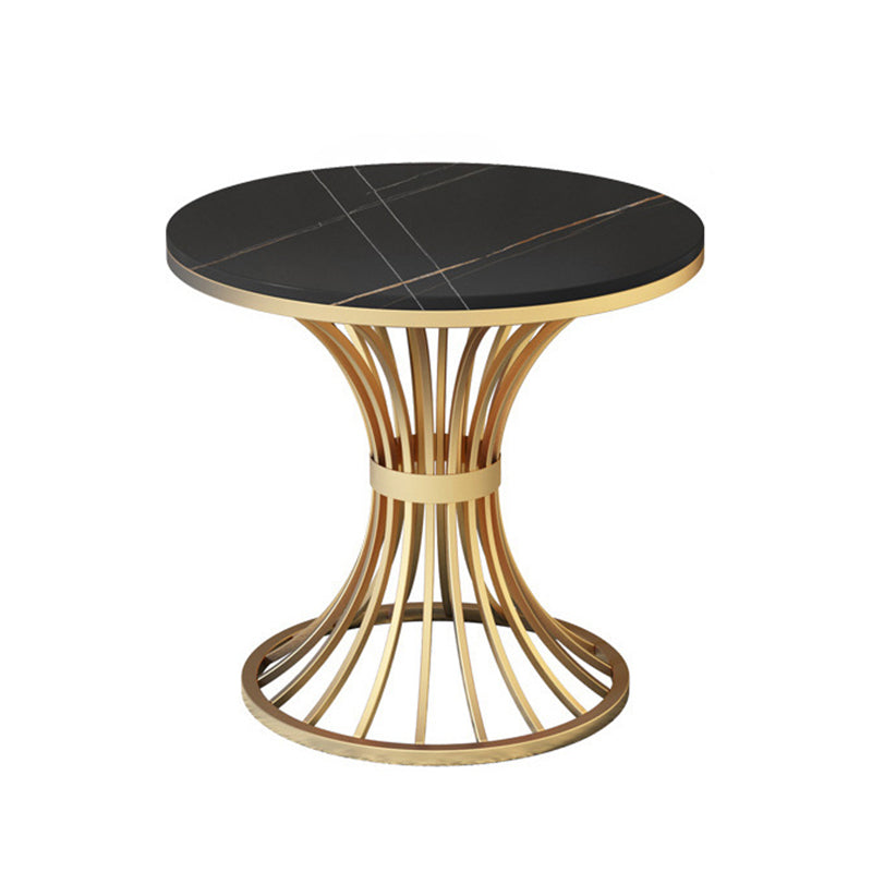 Metal Traditional Luxury Round Table Sintered Stone Indoor Table with Pedestal Base
