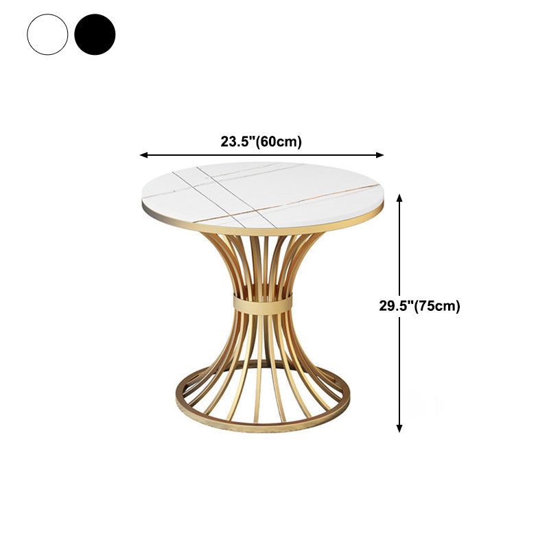 Metal Traditional Luxury Round Table Sintered Stone Indoor Table with Pedestal Base
