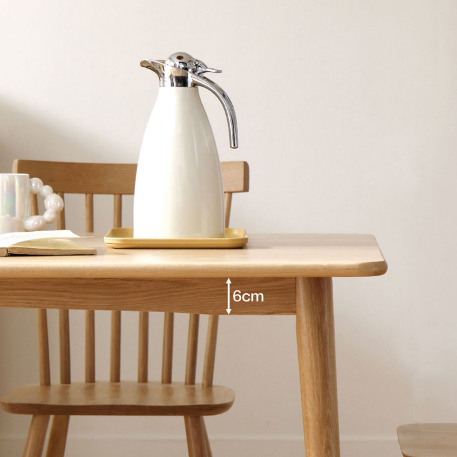 Contemporary Rectangle Dining Site Table Oak Solid Wood Furniture with 4 Legs