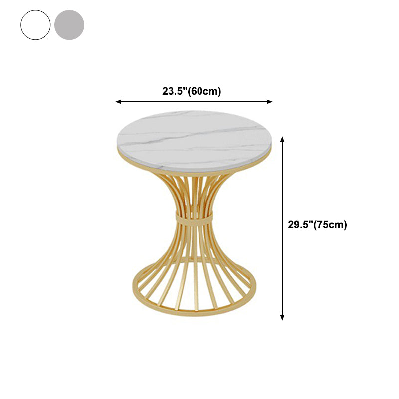 Metal Traditional Luxury Round Table for Dining Room Sintered Stone Table with Pedestal