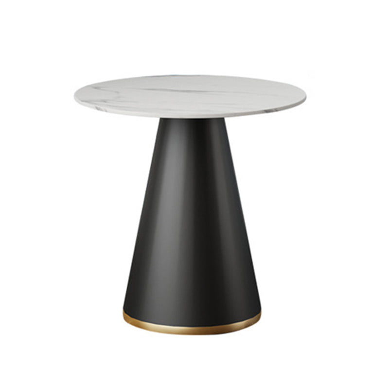 Black Metal Base Traditional Luxury Round Table Sintered Stone Dining Table with Pedestal