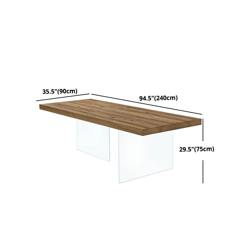 Modern Style Dining Table Rectangle Solid Wood Table for Home Kitchen
