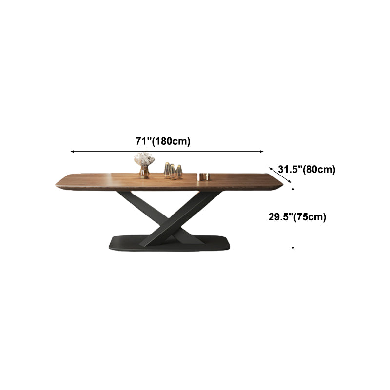 Industrial Dining Table Brown Wood Top Rectangle Dining Table for Kitchen