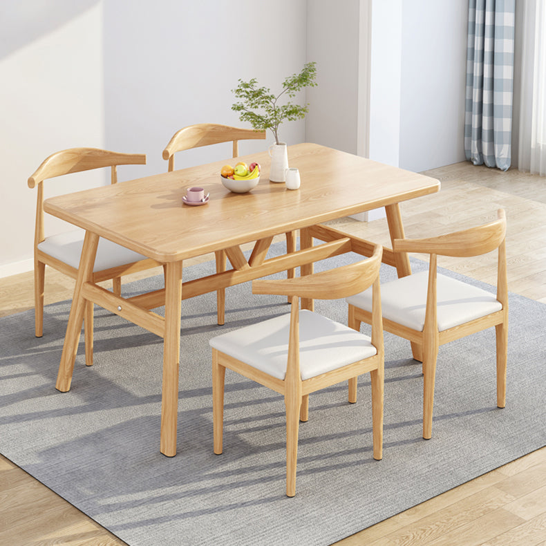 Rectangle Dining Table Trestle Base Dining Table in Walnut and Natural