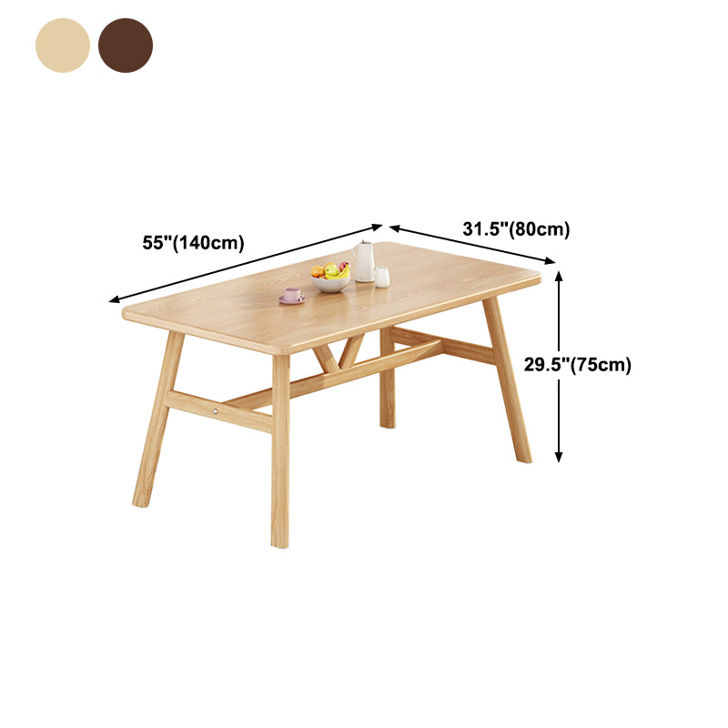 Rectangle Dining Table Trestle Base Dining Table in Walnut and Natural