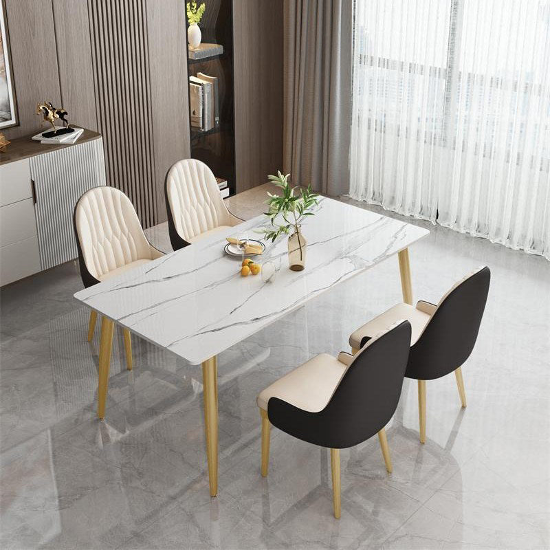 Contemporary Rectangle Dining Site Table Stone Furniture with 4 Legs