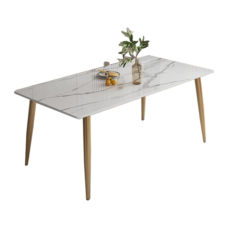 Contemporary Rectangle Dining Site Table Stone Furniture with 4 Legs