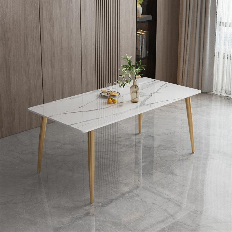 Contemporary Rectangle Dining Site Table Stone Furniture with 4 Legs