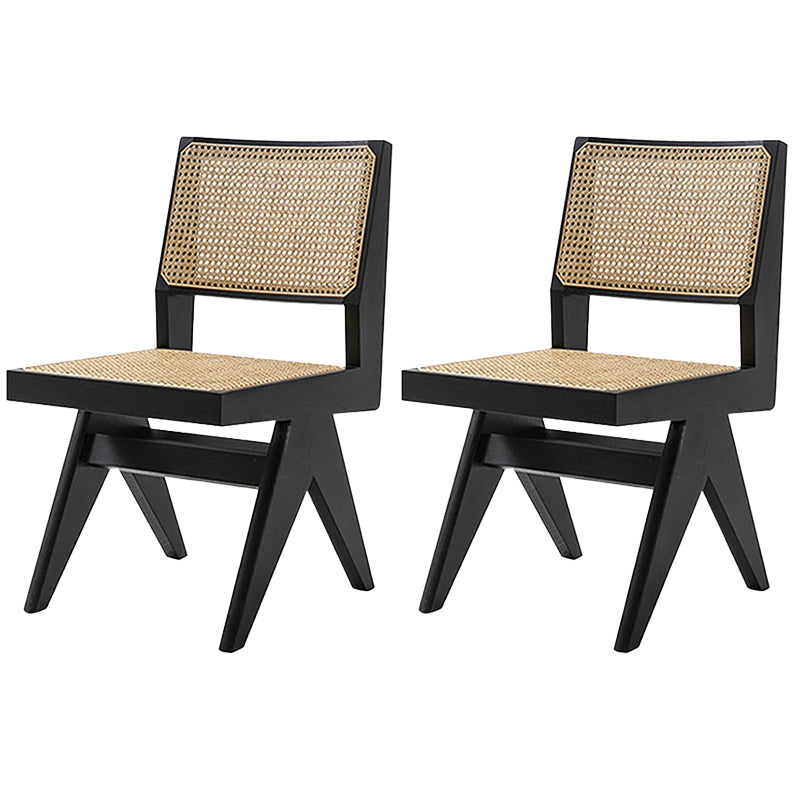 Open Back Dining Side Chair Solid Wood Armless Dining Chairs