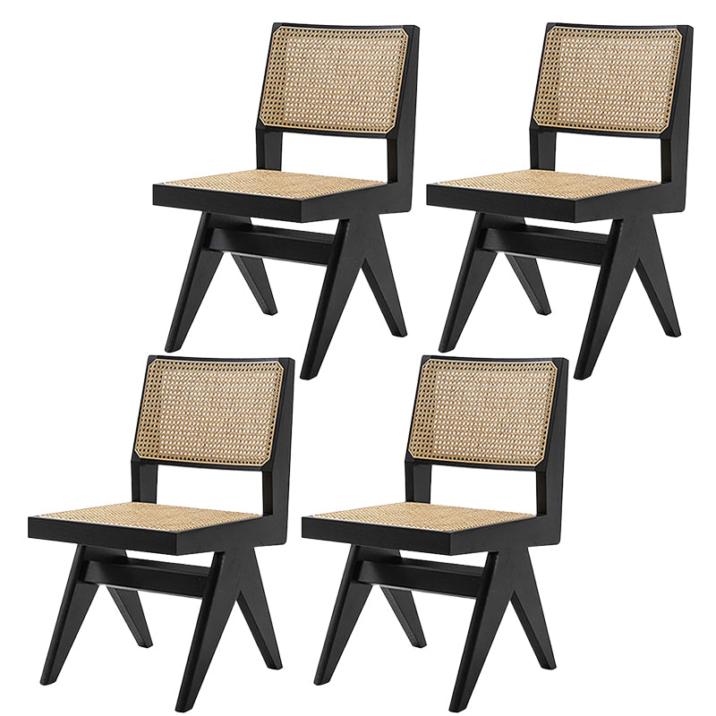 Open Back Dining Side Chair Solid Wood Armless Dining Chairs