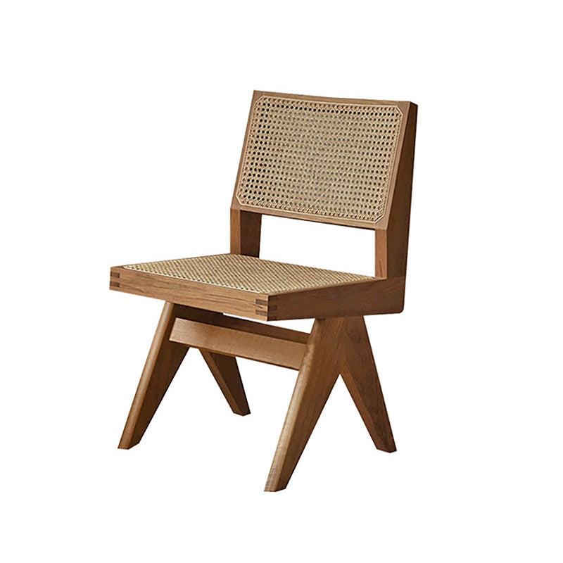 Open Back Dining Side Chair Solid Wood Armless Dining Chairs