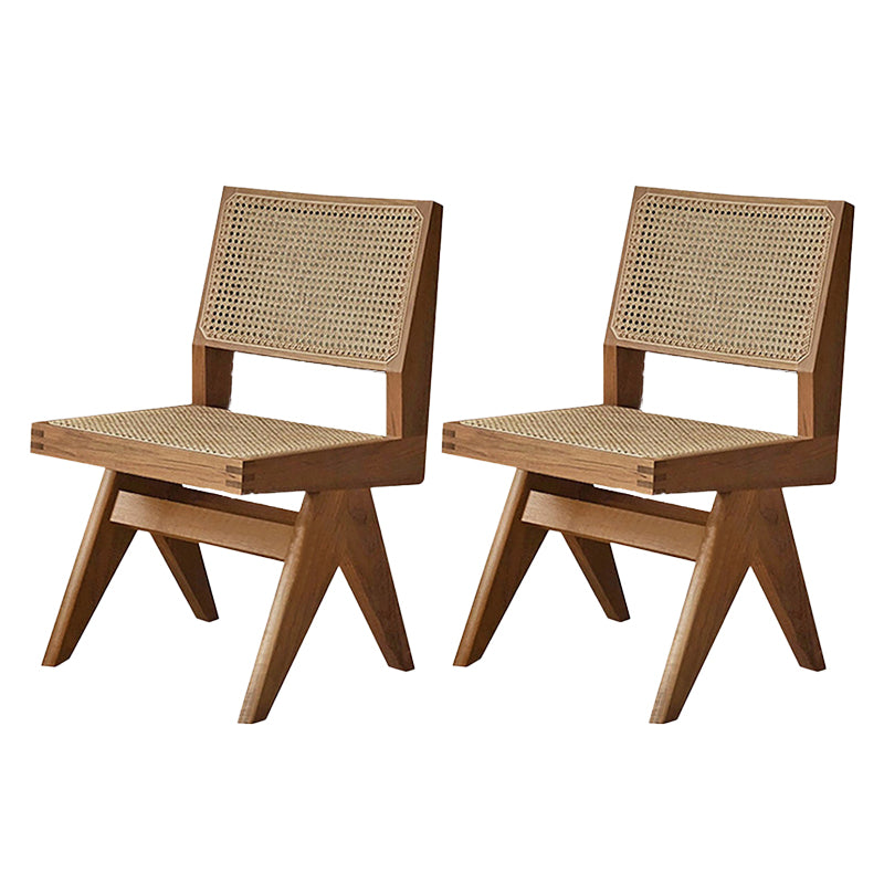Open Back Dining Side Chair Solid Wood Armless Dining Chairs