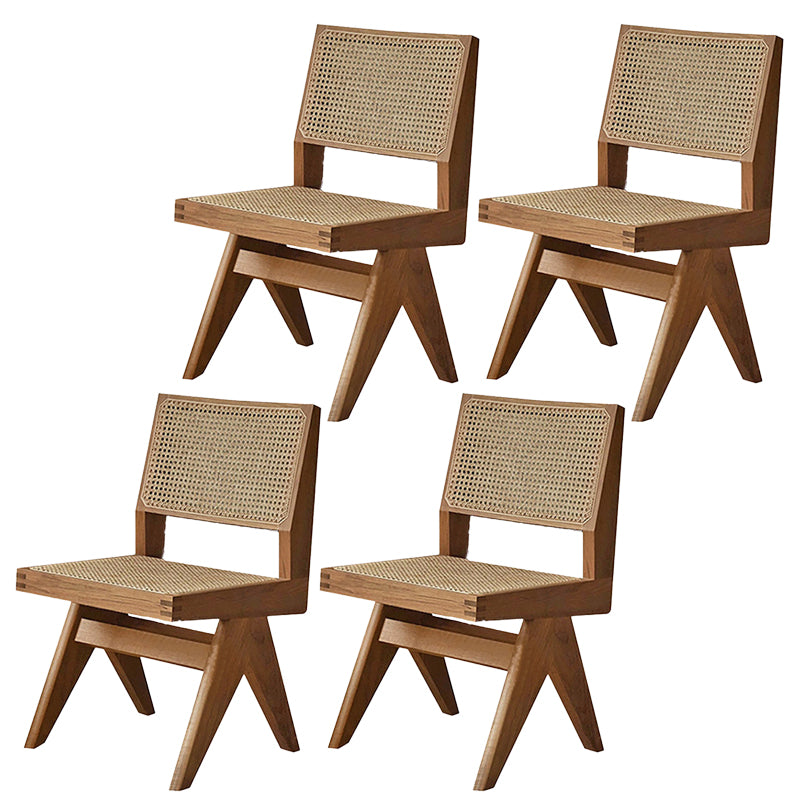 Open Back Dining Side Chair Solid Wood Armless Dining Chairs
