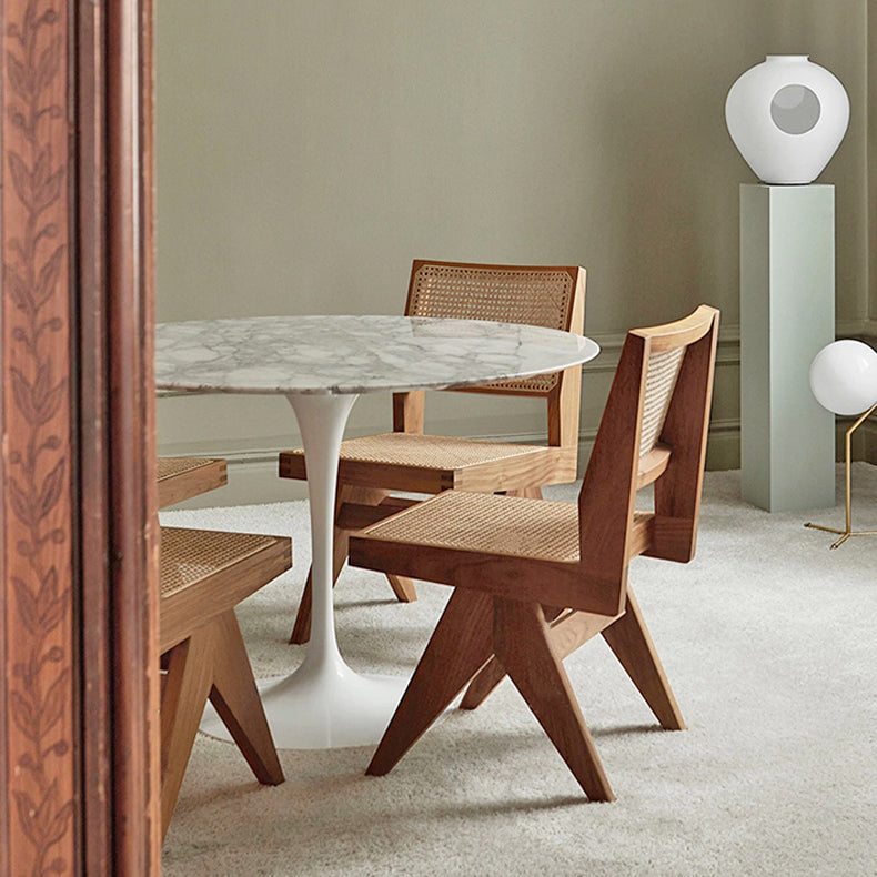 Open Back Dining Side Chair Solid Wood Armless Dining Chairs