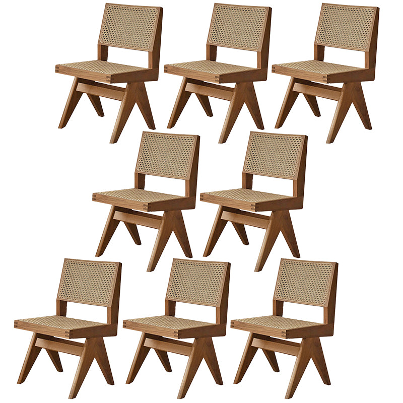 Open Back Dining Side Chair Solid Wood Armless Dining Chairs