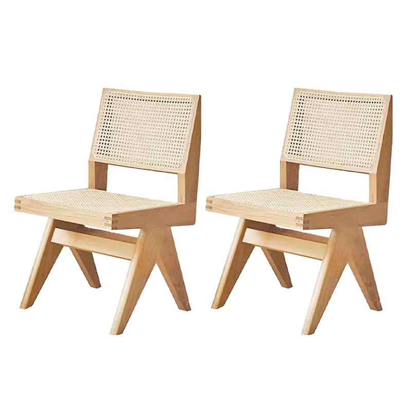 Open Back Dining Side Chair Solid Wood Armless Dining Chairs