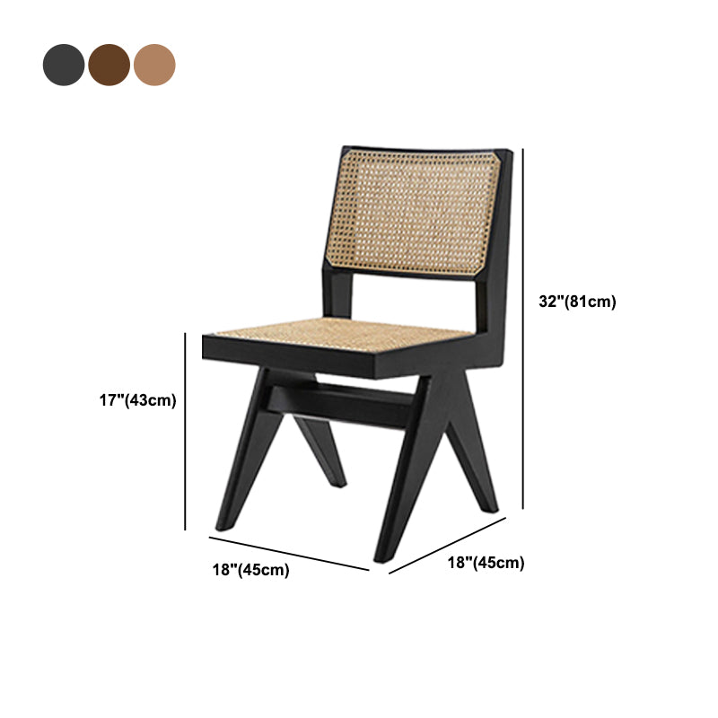 Open Back Dining Side Chair Solid Wood Armless Dining Chairs