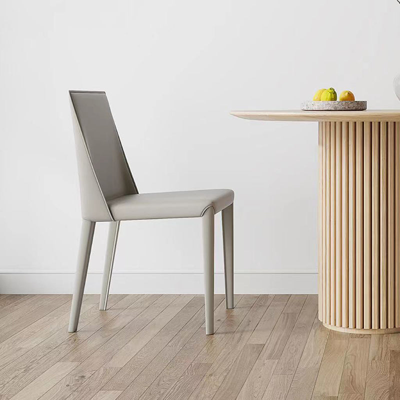 Contemporary Low Back Dining Chairs Faux Leather Armless Side Chair