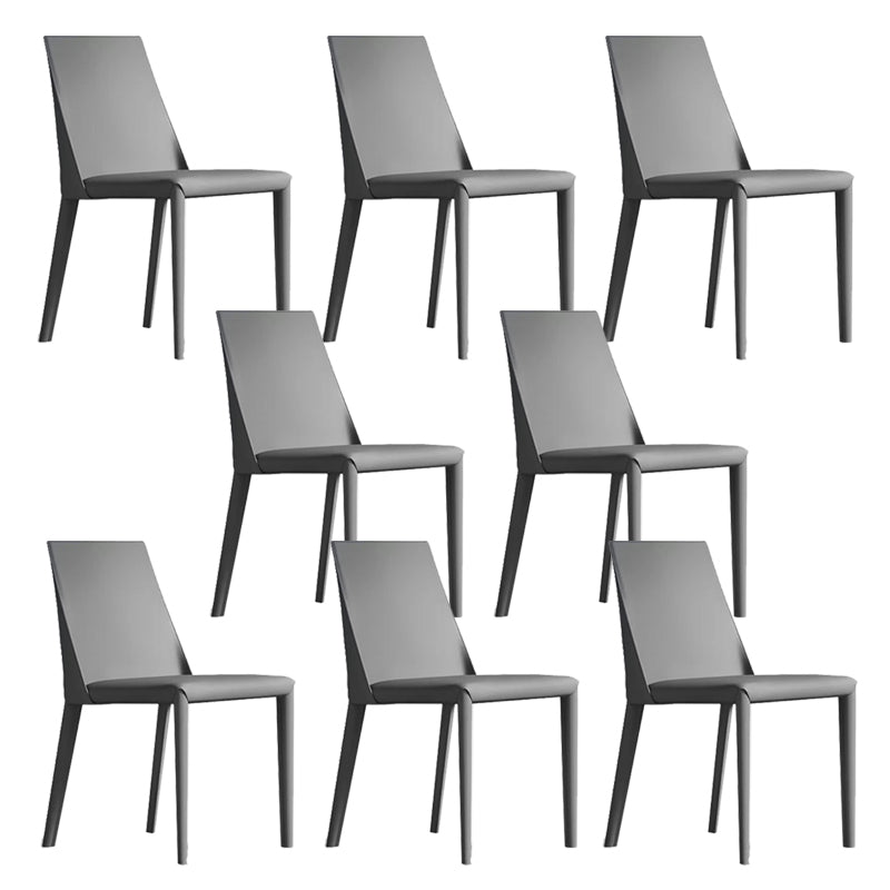 Contemporary Low Back Dining Chairs Faux Leather Armless Side Chair