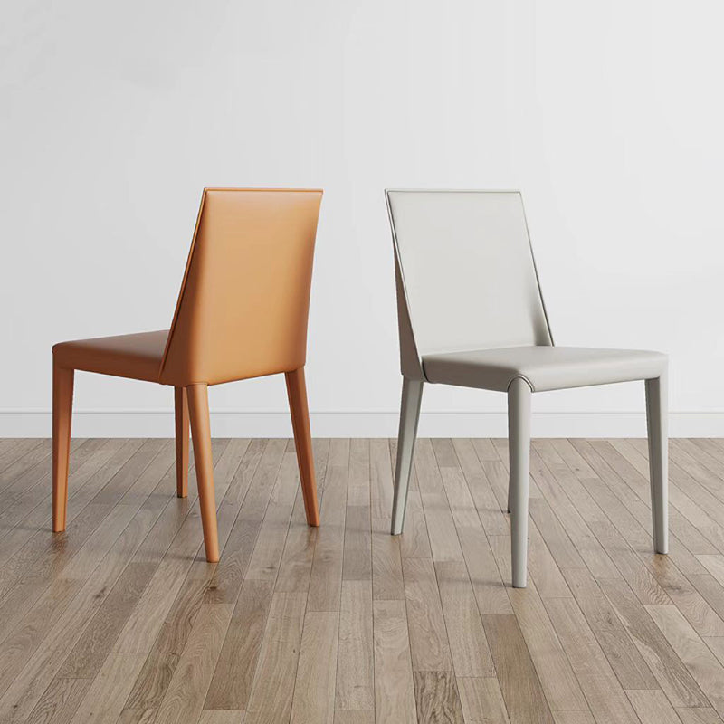 Contemporary Low Back Dining Chairs Faux Leather Armless Side Chair