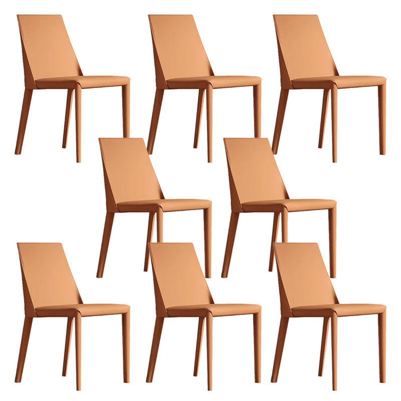Contemporary Low Back Dining Chairs Faux Leather Armless Side Chair