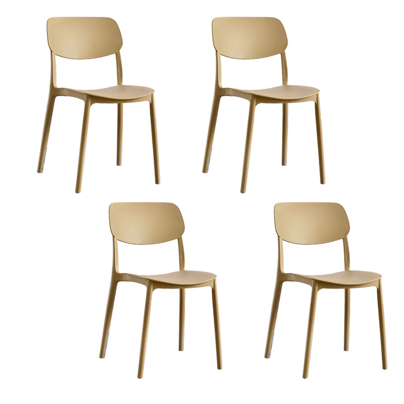 Scandinavian Open Back Dining Chairs Plastic Armless Dining Side Chair