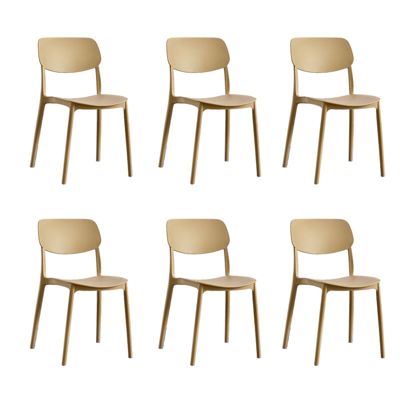 Scandinavian Open Back Dining Chairs Plastic Armless Dining Side Chair