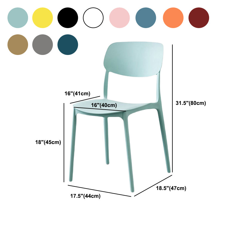 Scandinavian Open Back Dining Chairs Plastic Armless Dining Side Chair