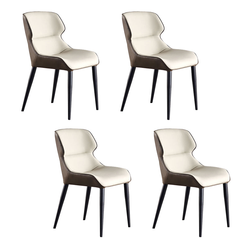 Industrial Armless Dining Chairs Faux Leather Wingback Side Chair