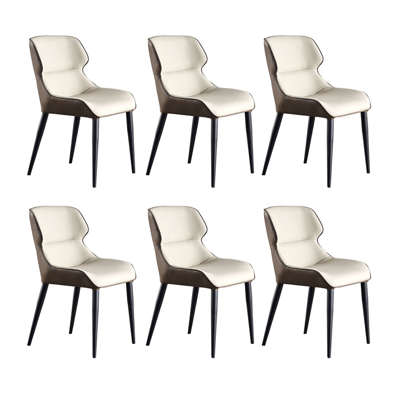 Industrial Armless Dining Chairs Faux Leather Wingback Side Chair