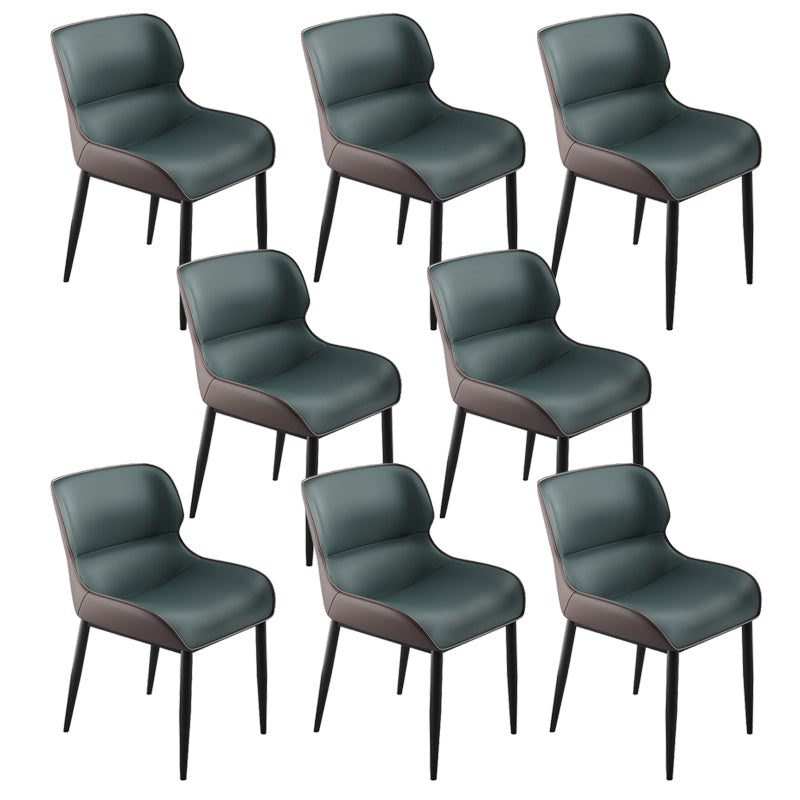 Industrial Armless Dining Chairs Faux Leather Wingback Side Chair
