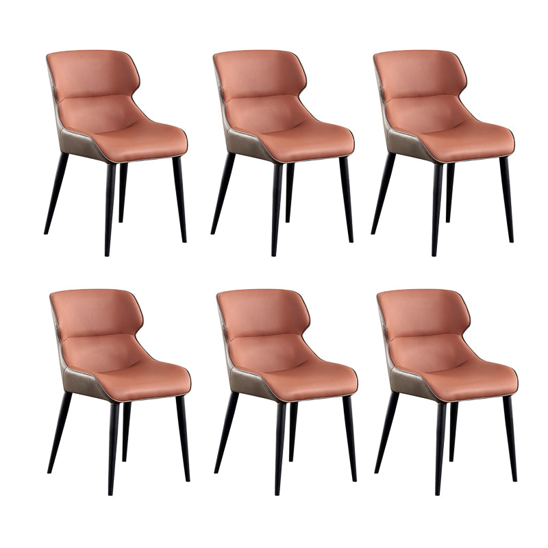 Industrial Armless Dining Chairs Faux Leather Wingback Side Chair