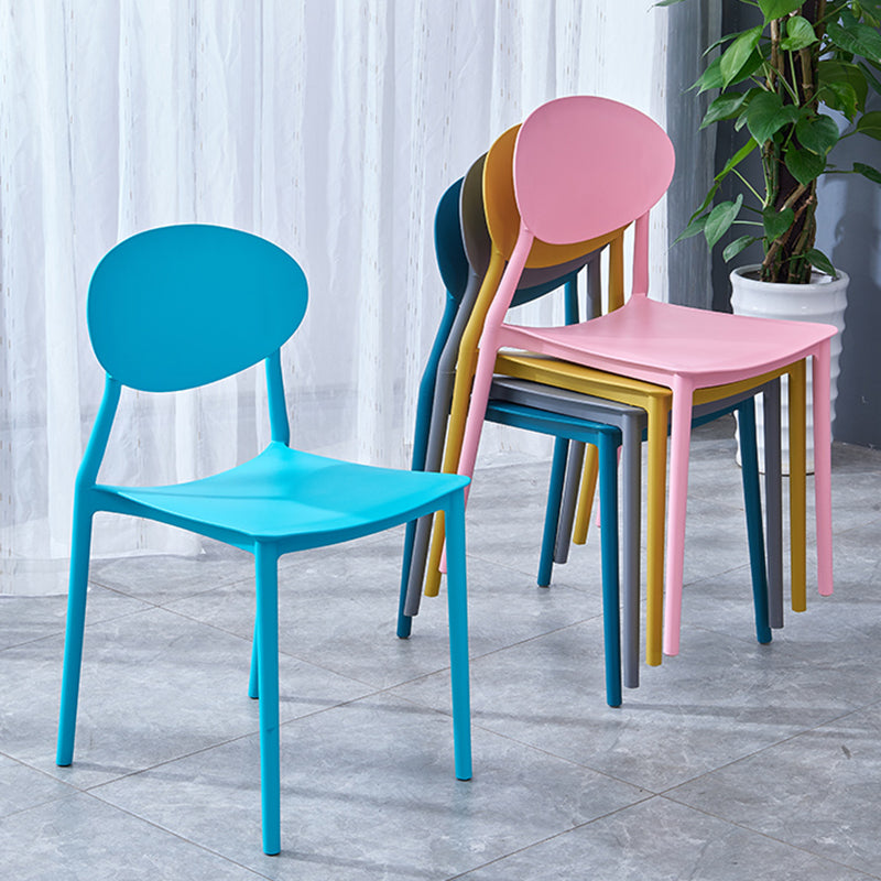 Stackable Open Back Dining Chairs Scandinavian Plastic Armless Side Chair