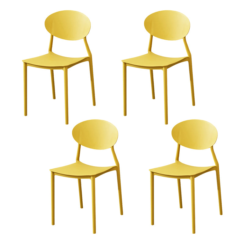 Stackable Open Back Dining Chairs Scandinavian Plastic Armless Side Chair