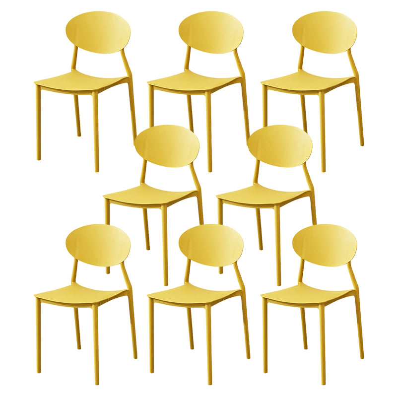 Stackable Open Back Dining Chairs Scandinavian Plastic Armless Side Chair