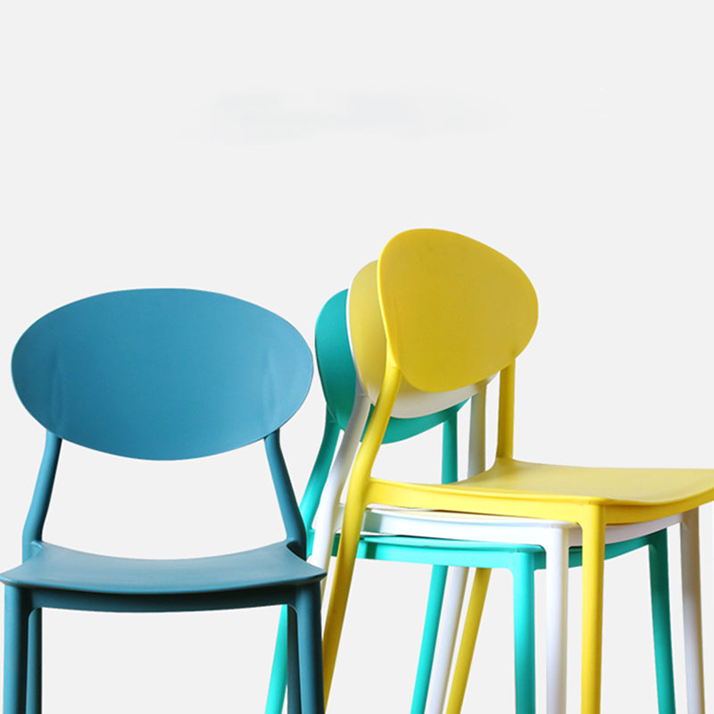 Stackable Open Back Dining Chairs Scandinavian Plastic Armless Side Chair